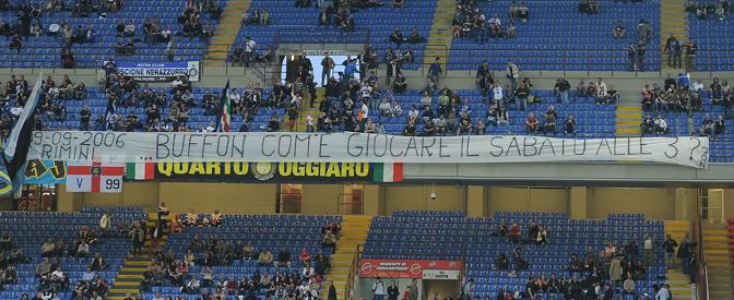 L'unico striscione che non contesta Moratti ma prende in giro Buffon: 